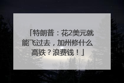 特朗普：花2美元就能飞过去，加州修什么高铁？浪费钱！