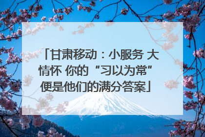 甘肃移动：小服务 大情怀 你的“习以为常”便是他们的满分答案