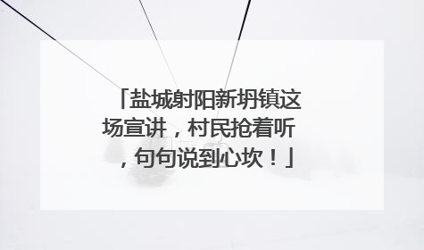盐城射阳新坍镇这场宣讲，村民抢着听，句句说到心坎！