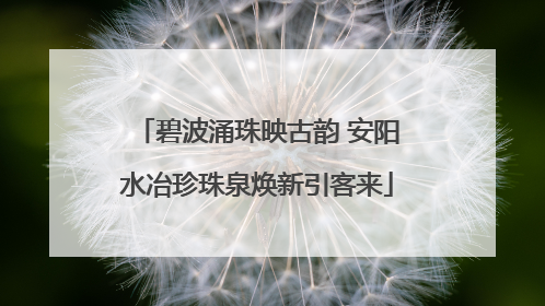 碧波涌珠映古韵 安阳水冶珍珠泉焕新引客来