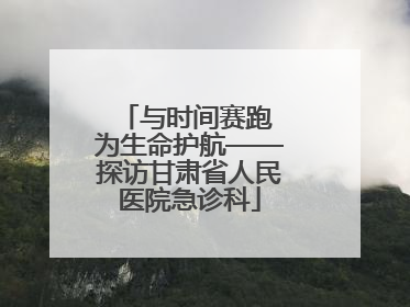 与时间赛跑 为生命护航——探访甘肃省人民医院急诊科