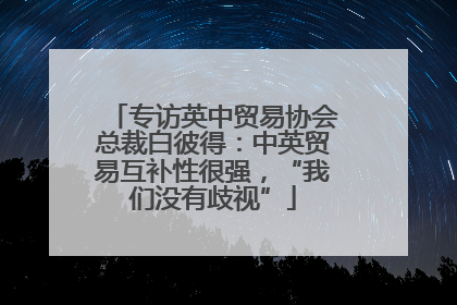 专访英中贸易协会总裁白彼得：中英贸易互补性很强，“我们没有歧视”