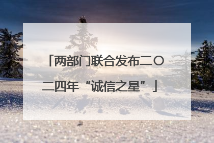 两部门联合发布二〇二四年“诚信之星”