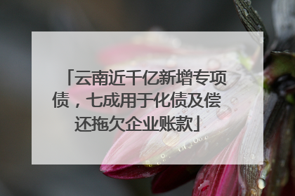 云南近千亿新增专项债，七成用于化债及偿还拖欠企业账款