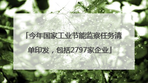 今年国家工业节能监察任务清单印发，包括2797家企业