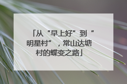 从“早上好”到“明星村”，常山达塘村的蝶变之路