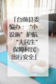 台前县委编办：“小设施”护航“大民生” 保障村民出行安全