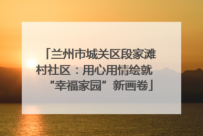 兰州市城关区段家滩村社区：用心用情绘就“幸福家园”新画卷