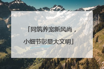 同筑养宠新风尚，小细节彰显大文明