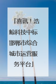 喜讯！浩鲸科技中标邯郸市综合城市运营服务平台