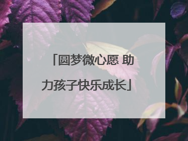 圆梦微心愿 助力孩子快乐成长