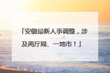 安徽最新人事调整，涉及两厅局、一地市！