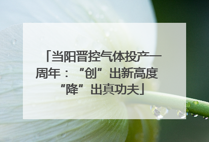 当阳晋控气体投产一周年：“创”出新高度 “降”出真功夫