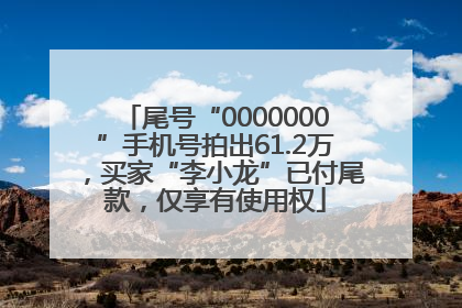 尾号“0000000”手机号拍出61.2万，买家“李小龙”已付尾款，仅享有使用权
