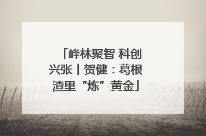 峰林聚智 科创兴张丨贺健：葛根渣里“炼”黄金