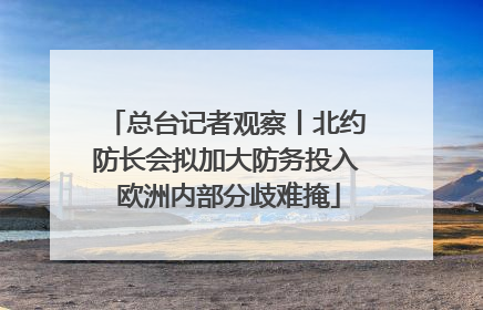 总台记者观察丨北约防长会拟加大防务投入 欧洲内部分歧难掩