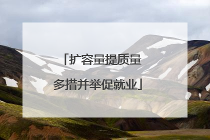 扩容量提质量 多措并举促就业