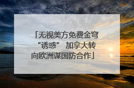 无视美方免费金穹“诱惑” 加拿大转向欧洲谋国防合作