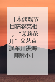 木偶戏节目精彩亮相，“茉莉花开”文艺直通车开进海师附小