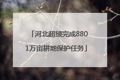 河北超额完成8801万亩耕地保护任务