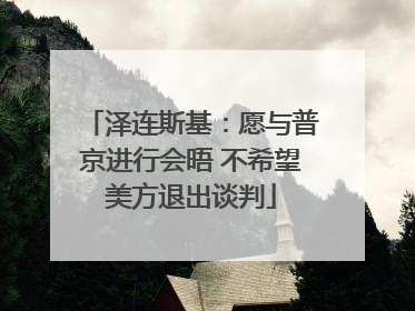 泽连斯基：愿与普京进行会晤 不希望美方退出谈判