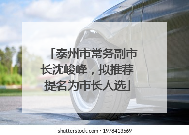 泰州市常务副市长沈峻峰，拟推荐提名为市长人选