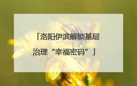 洛阳伊滨解锁基层治理“幸福密码”
