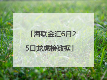 海联金汇6月25日龙虎榜数据