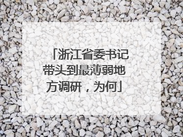 浙江省委书记带头到最薄弱地方调研，为何