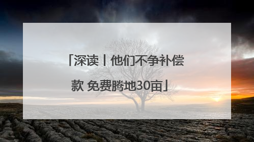 深读丨他们不争补偿款 免费腾地30亩