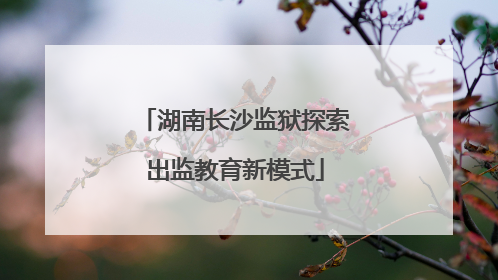 湖南长沙监狱探索出监教育新模式