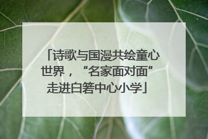 诗歌与国漫共绘童心世界，“名家面对面”走进白箬中心小学