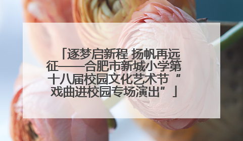 逐梦启新程 扬帆再远征——合肥市新城小学第十八届校园文化艺术节“戏曲进校园专场演出”
