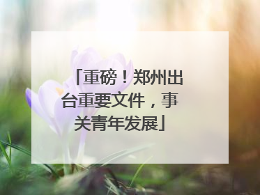 重磅！郑州出台重要文件，事关青年发展