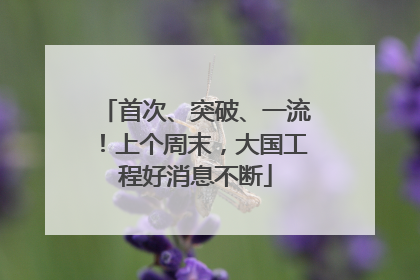 首次、突破、一流！上个周末，大国工程好消息不断