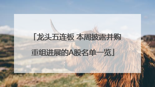 龙头五连板 本周披露并购重组进展的A股名单一览