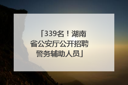 339名！湖南省公安厅公开招聘警务辅助人员