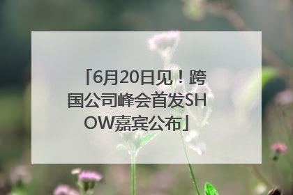 6月20日见！跨国公司峰会首发SHOW嘉宾公布