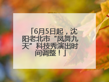 6月5日起，沈阳老北市“凤舞九天”科技秀演出时间调整！